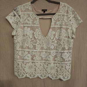 Express Ivory Floral Lace Blouse